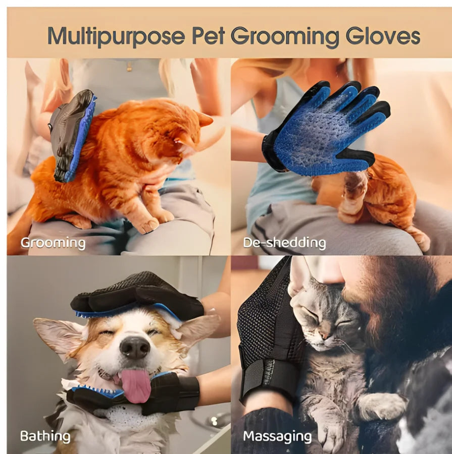 Silicone Pet Grooming Glove – Deshedding Brush for Cats & Dogs